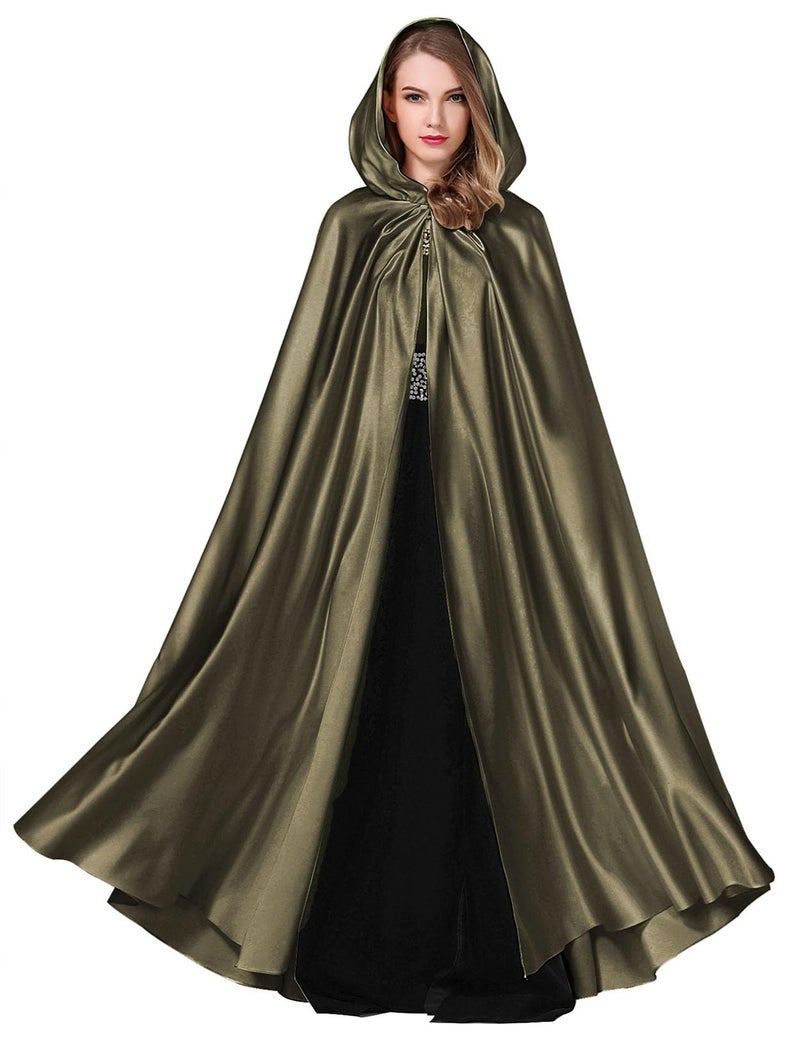 BEAUTELICATE Women's Wedding Hooded Cape Bridal Cloak Poncho Full Length - Image 1